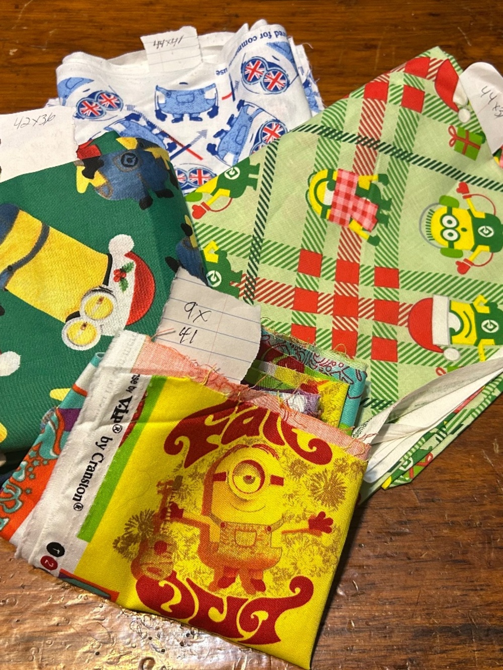 Lot of 4 Minions Fabrics
